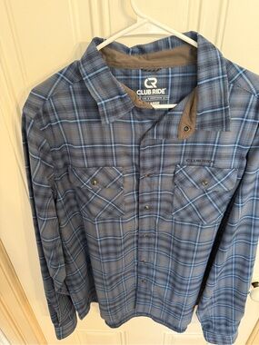 Club Ride Blue and Light Blue Plaid Button-Up